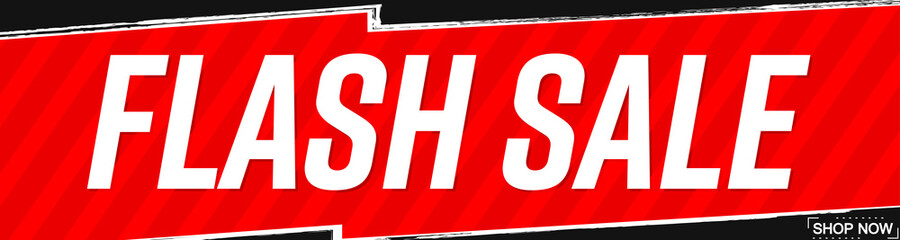 Flash Sale, web banner design template, discount horizontal poster, vector illustration