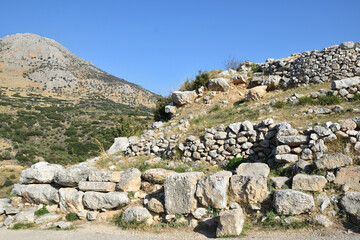 Fototapeta na wymiar Vista de los principales monumentos y sitios de Grecia. Ruinas de Micenas (Mycenae), ciudad de Agamenón (Agamemnon)