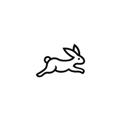 Running rabbit line logo vector illustration