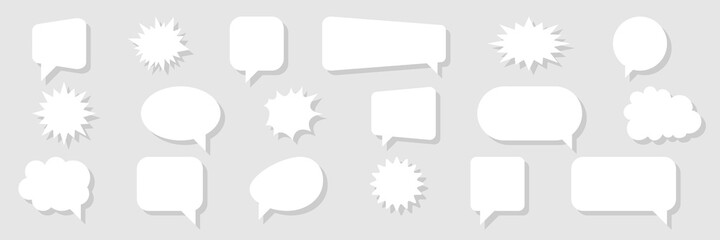 White Speech bubbles. Comic empty speech bubbles in flat design. Vector illustration