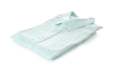 Folded male shirt on white background