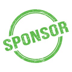 SPONSOR text written on green grungy round stamp.