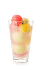 Glass of tasty watermelon cocktail  on white background