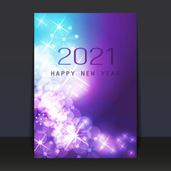 Ice Cold Blue and Purple Patterned Shimmering New Year Card, Flyer or Cover Design - 2021