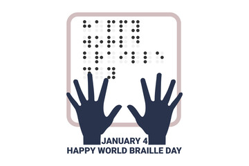 January 4. Happy World Braille Day vector illustration. Suitable for greeting card, poster and banner. 