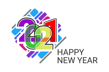 2021 Happy new year greeting banner. Happy New Year 2021 New Year with colorfull logo vector illustration. Suitable for greeting card, poster and banner.