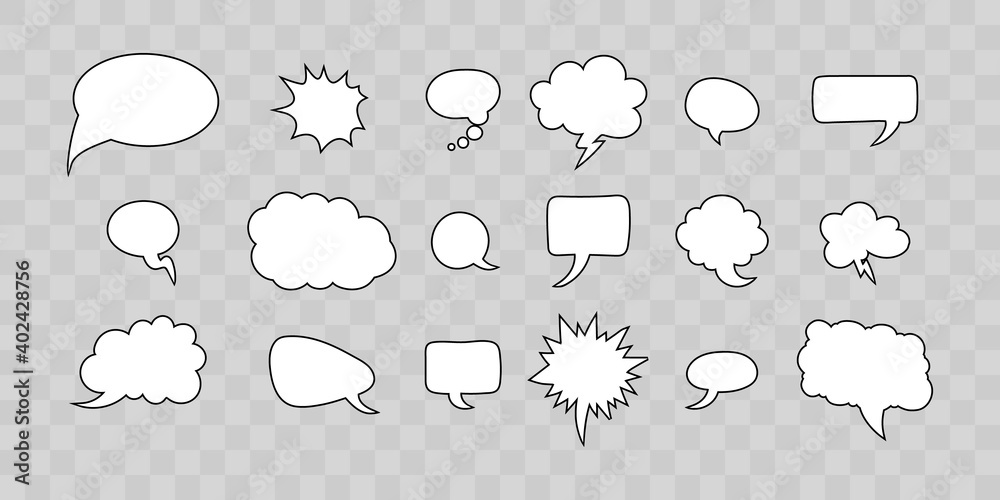 Wall mural comic speech bubbles. empty dialog clouds. vector illustration