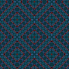 Seamless pattern with symmetric geometric ornament.
