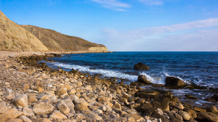 The Crimean Mountains near Feodosia and Ordzhonikidze, the Black Sea, Eastern Crimea.	
