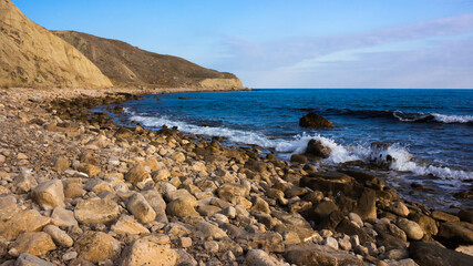 The Crimean Mountains near Feodosia and Ordzhonikidze, the Black Sea, Eastern Crimea.	