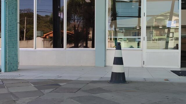 Traffic sign cone in front of the health unit and service center