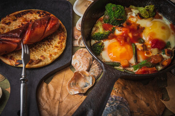 Fast food- still life- fried chicken eggs