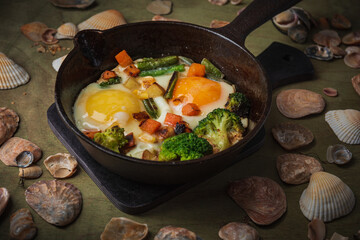 Fast food- still life- fried chicken eggs