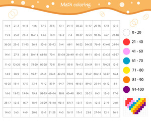  Mathematical coloring. Addition and subtraction within 100