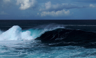 Gran Canaria, north coast, Puertillo de Banaderos area, powerful ocean waves breaking along the shore
