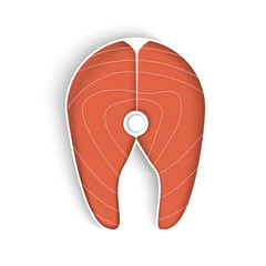 Paper cut Fish steak icon. Paper art style. Vector Illustration. Low carb diet.