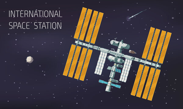Flat Orbital International Space Station Illustration