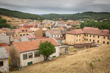 Cityscape over San Leonardo de Yague town, province of Soria, Castile and Leon, Spain