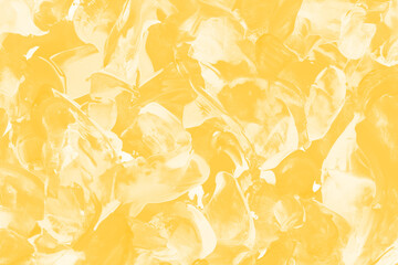 Modern contemporary acrylic background. Yellow texture made with a palette knife. Abstract painting on paper. Mess on the canvas.