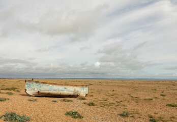 Abandoned fishing boat(s) on a beach , Dungeness, Kent 