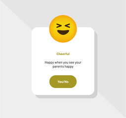 Emoticon Reaction Cheerful, Greeting Card - Vector