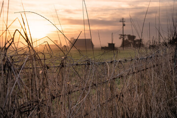 Fototapeta premium Sunset in Rural California with Barns, Humboldt, California