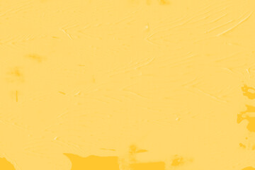 Modern contemporary acrylic background. Yellow texture made with a palette knife. Abstract painting on paper. Mess on the canvas.