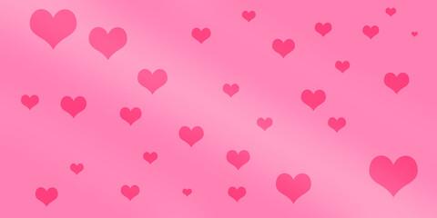Plakat pink background with hearts, background for Valentine's Day