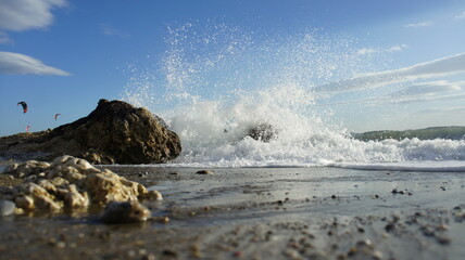 sunset over the winter Mediterranean sea