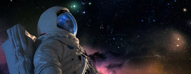 Wall murals Universe An astrounaut spaceman in outer space closeup shot