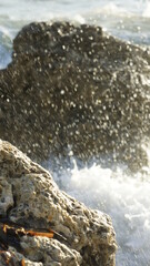 sunset over the winter Mediterranean sea