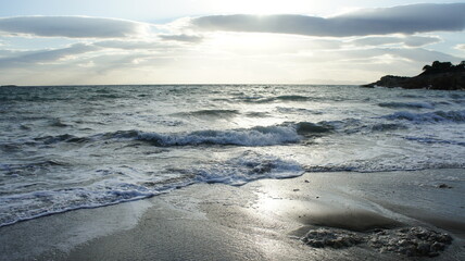 sunset over the winter Mediterranean sea