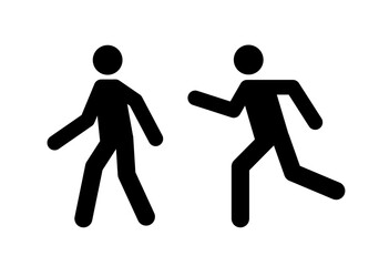 Fototapeta na wymiar Man walk and run pictogram icon. Man pedestrian sign people and road traffic vector silhouette