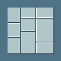 Vector empty collage board nine images, photo