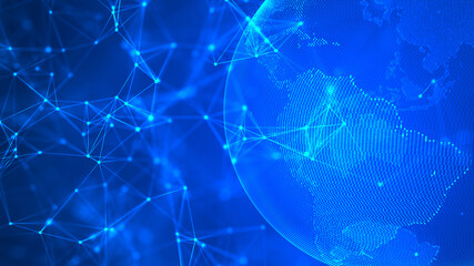 Global network background. Connecting triangles. Globe of the earth. abstract planet in space. 3d rendering