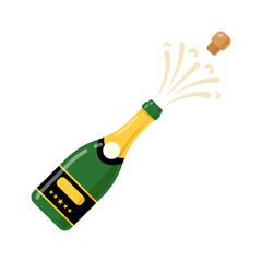 Champagne bottle cartoon vector icon. Wine bottle glass flat alcohol champagne icon © kolonko