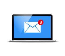 New message email notification computer vector alert reminder. Mail flat new design