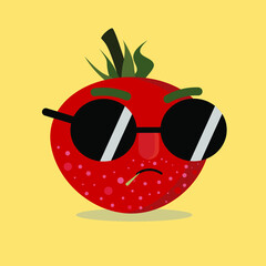 Vector image of a tomato wearing sunglasses.