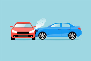 Fototapeta na wymiar Car accident speed crash vector top view cartoon icon. Car crash concept illustration