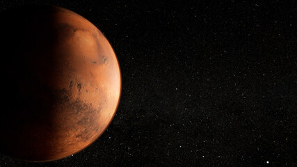 Mars lit from right side