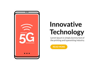 5G wireless internet connection network background. High speed 5g data communication mobile phone concept