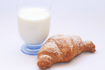 Bicchiere di latte. e cornetto, Glass of milk and croissant