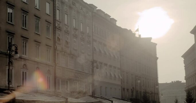 Sunshine flare sun on the Borsa square