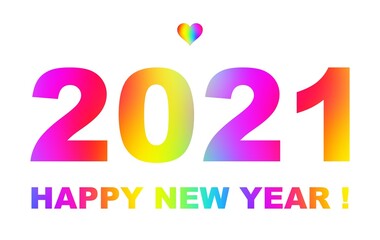 Happy new year 2021 card in rainbow color illustration
