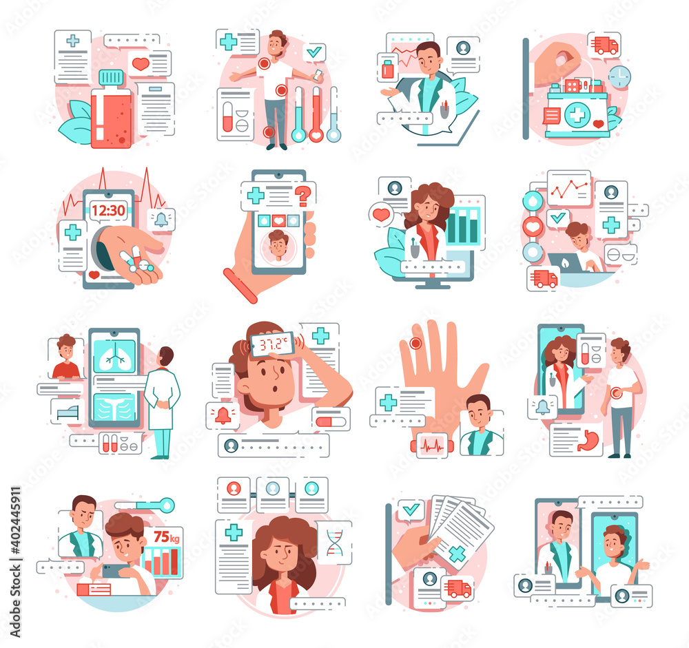 Wall mural Online Medicine Flat Set