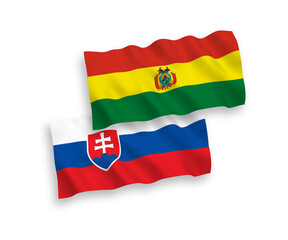Flags of Slovakia and Bolivia on a white background