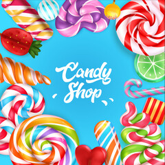 Fototapeta na wymiar Candy Shop Realistic Background