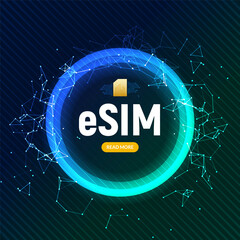 Esim chip card concept icon. Embedded sim card cellular mobile technology smart concept - obrazy, fototapety, plakaty