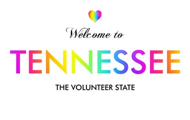Welcome to Tennessee USA card and letter design in rainbow color.