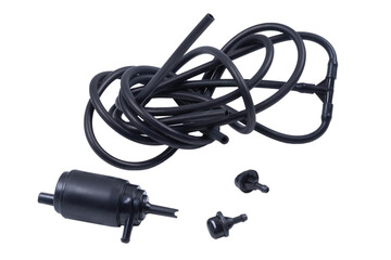 Repair kit for the windshield washer tank of a Russian truck, from four positions, isolated on a white background